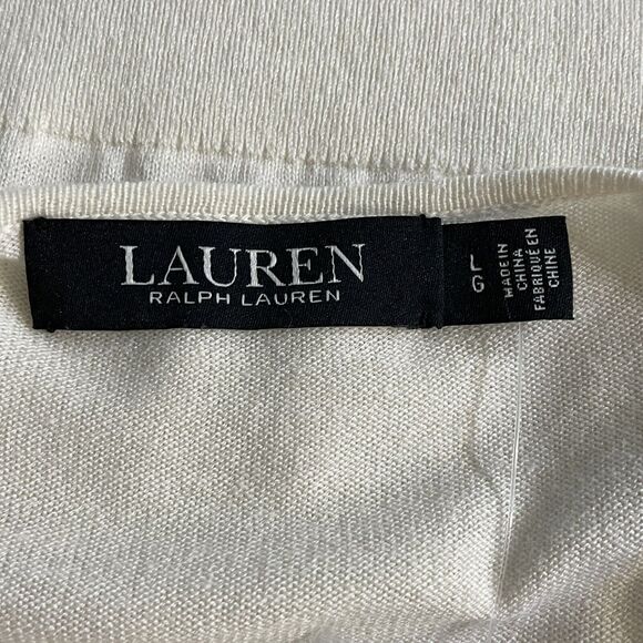 Lauren Ralph Lauren Sweater Ruffle Trim Jersey Winter Cream Modal Large New - Picture 3 of 9